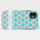 Blauwgroen en grijs Marokkaans Trellis Pattern Case-Mate iPhone Case (Achterkant (horizontaal))