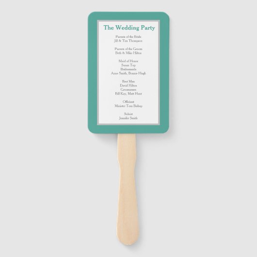 Blauwgroen en grijs minimalistisch weddenschapspro handwaaier (Achterkant)