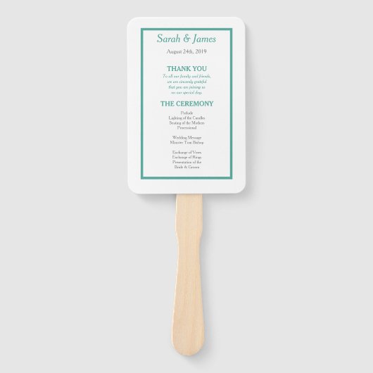 Blauwgroen en grijs minimalistisch weddenschapspro handwaaier (Voorkant)