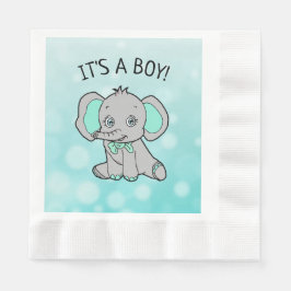 Blauwgroen en grijs Olifant Theme Baby shower Servet