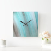 Blauwgroen en grijs verticaal ontwerp vierkante klok (Huis)