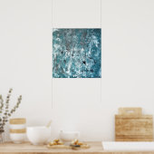 blauwgroen en grijze Abstracte kunst Poster (Keuken)