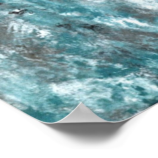 blauwgroen en grijze Abstracte kunst Poster (Hoek)