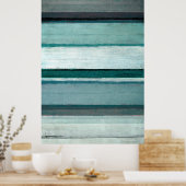 blauwgroen en grijze Abstracte kunst Poster (Keuken)
