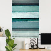 blauwgroen en grijze Abstracte kunst Poster (Thuiskantoor)