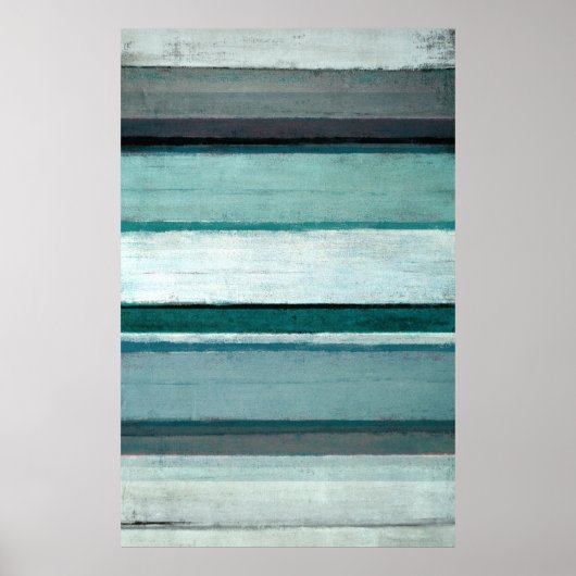 blauwgroen en grijze Abstracte kunst Poster (Voorkant)