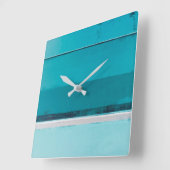 blauwgroen en grijze Abstracte kunst Vierkante Klok (Hoek)