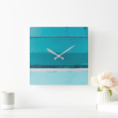 blauwgroen en grijze Abstracte kunst Vierkante Klok (Huis)