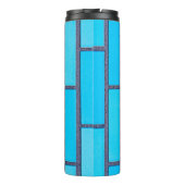 Blauwgroen en grijze baksteenvector thermosbeker (Achterkant)