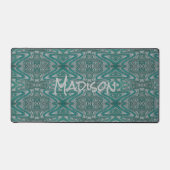 Blauwgroen en grijze Boho Chic aardachtige zandste Bureaumat (Voorkant)