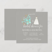 Blauwgroen en grijze bridal Shower Invitation Kaart (Voorkant / Achterkant)