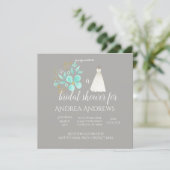 Blauwgroen en grijze bridal Shower Invitation Kaart (Staand voorkant)