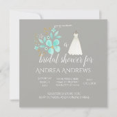 Blauwgroen en grijze bridal Shower Invitation Kaart (Voorkant)