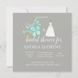 Blauwgroen en grijze bridal Shower Invitation Kaart