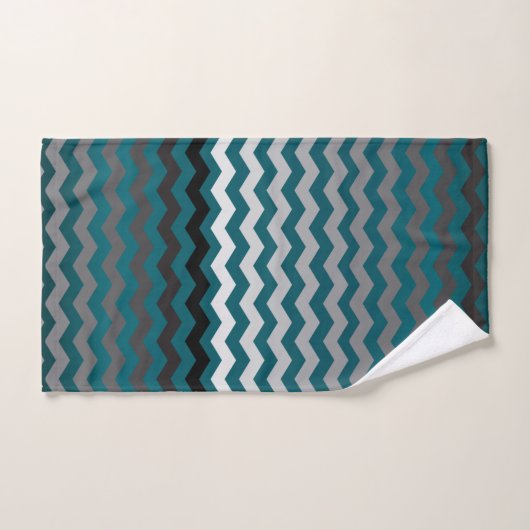 Blauwgroen en grijze Chevron Stripes Bad Handdoek (Handdoek)