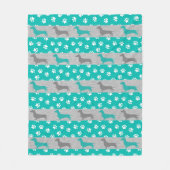 Blauwgroen en grijze Dachshund Fleece Blanket (Voorkant)