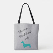 Blauwgroen en grijze Dachshund-tas Tote Bag (Achterkant)