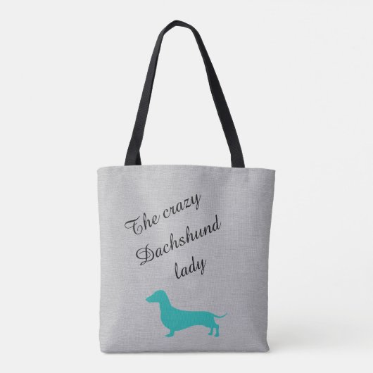 Blauwgroen en grijze Dachshund-tas Tote Bag (Achterkant)
