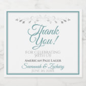 Blauwgroen en grijze eenvoudige legante bruiloft D Bier Etiket (Enkel label)