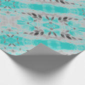 Blauwgroen en grijze Floral Cadeaupapier (Hoek)