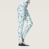 Blauwgroen en grijze Floral Leggings (Rechts)