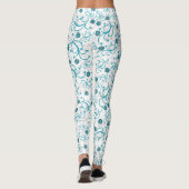 Blauwgroen en grijze Floral Leggings (Achterkant)