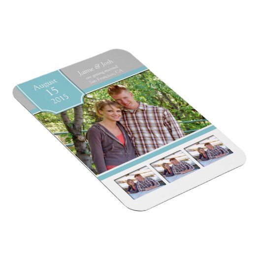 Blauwgroen en Grijze Foto sparen de Datummagneet Magneet (Rechterzijde)