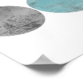 Blauwgroen en grijze geometrische cirkels poster (Hoek)