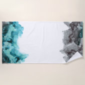 Blauwgroen en grijze handdoek (Voorkant)