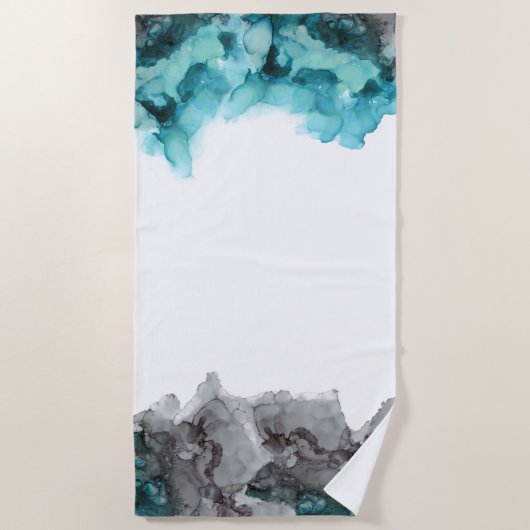 Blauwgroen en grijze handdoek (Voorkant)