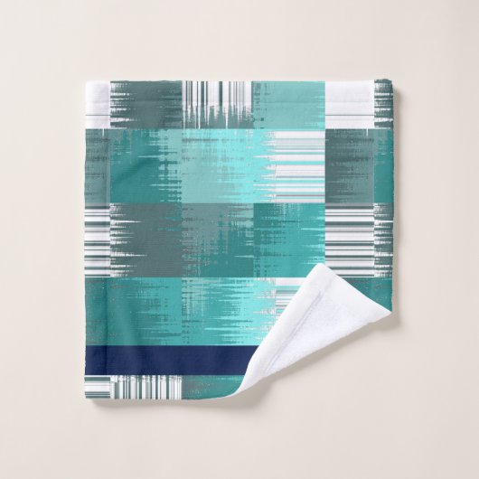 Blauwgroen en grijze handdoekset bad handdoek (Wasdoekje)