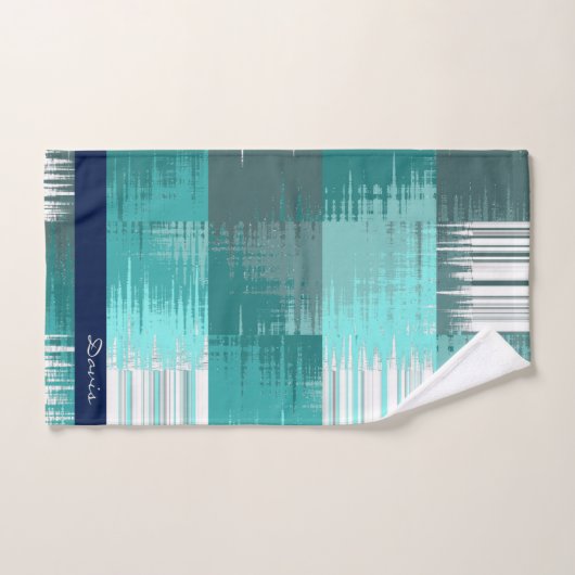 Blauwgroen en grijze handdoekset bad handdoek (Handdoek)