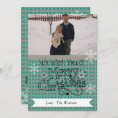 Blauwgroen en grijze kerstfotofeestdag Kaart (Voorkant / Achterkant)