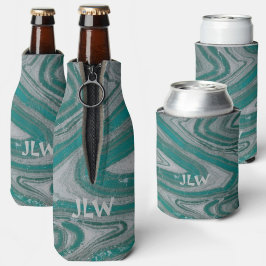 Blauwgroen en grijze minerale golven flesjeskoeler