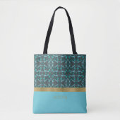 Blauwgroen en grijze verf tote bag (Voorkant)