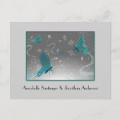 Blauwgroen en grijze vlinders slaan de datum op aankondigingskaart (Voorkant)