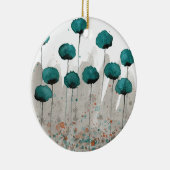 Blauwgroen en grijze Waterverf Keramisch Ornament (Rechts)