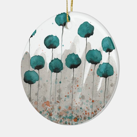 Blauwgroen en grijze Waterverf Keramisch Ornament (Links)