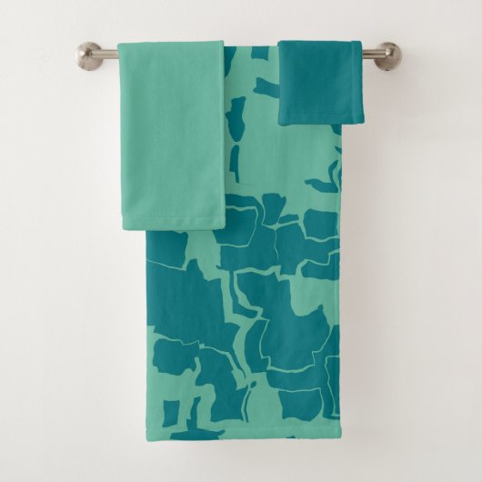 Blauwgroen en groen bad handdoek (Insitu)