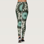 Blauwgroen en groen geometrisch mandala-patroon leggings (Achterkant)