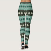 Blauwgroen en groen geometrisch mandala-patroon leggings (Achterkant)