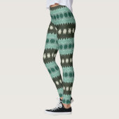 Blauwgroen en groen geometrisch mandala-patroon leggings (Links)