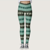 Blauwgroen en groen geometrisch mandala-patroon leggings (Voorkant)
