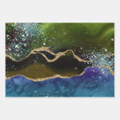 Blauwgroen en groen Glitter Peacock Agate Inpakpapier Vel (Voorkant 2)