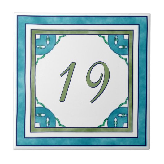 Blauwgroen en Groen Groot Aantal van het Huis Tegeltje (Voorkant)