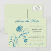 blauwgroen en groen Sla de datum op Aankondigingskaart (Voorkant / Achterkant)