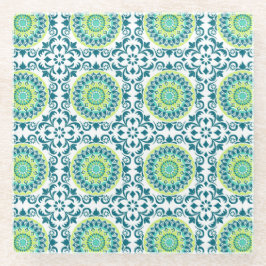 Blauwgroen en groene Boho stijl Glazen Onderzetter