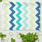 Blauwgroen en groene Chevron Theedoek (Gevouwen)