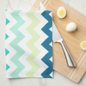 Blauwgroen en groene Chevron Theedoek (Quarter Fold)