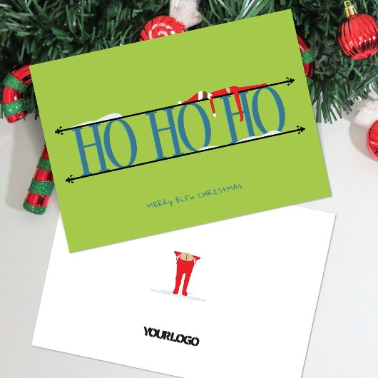Blauwgroen en groene Elf Shenanigans Corporate Chr Feestdagenkaart